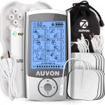 AUVON Rechargeable TENS Unit Muscle Stimulator, 24 Modes 4th Gen TENS Machine with 8pcs 2"x2" Premium Electrode Pads for